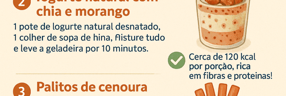 Veja 5 receitas práticas de snacks com baixa caloria, saudáveis e saborosos para matar a fome sem sair da dieta.