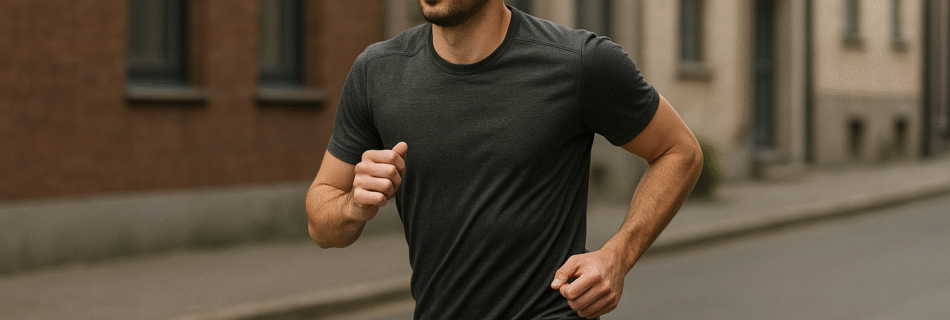 Um grupo de corredores de diferentes idades e gêneros correndo juntos ao ar livre em uma trilha de parque arborizada, com o sol da manhã iluminando a cena. A imagem transmite a sensação de bem-estar e superação.