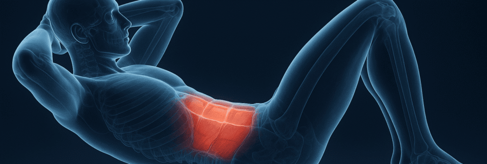 Colagem demonstrando a execução correta de diferentes exercícios para abdômen forte e Core: Prancha (Plank) para estabilidade, abdominal na polia para hipertrofia e elevação de pernas (infra) para a parte inferior.